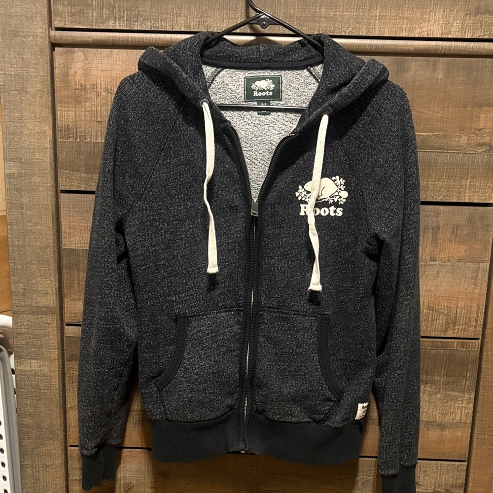 🥰Roots Charcoal Hoodie with White Accents